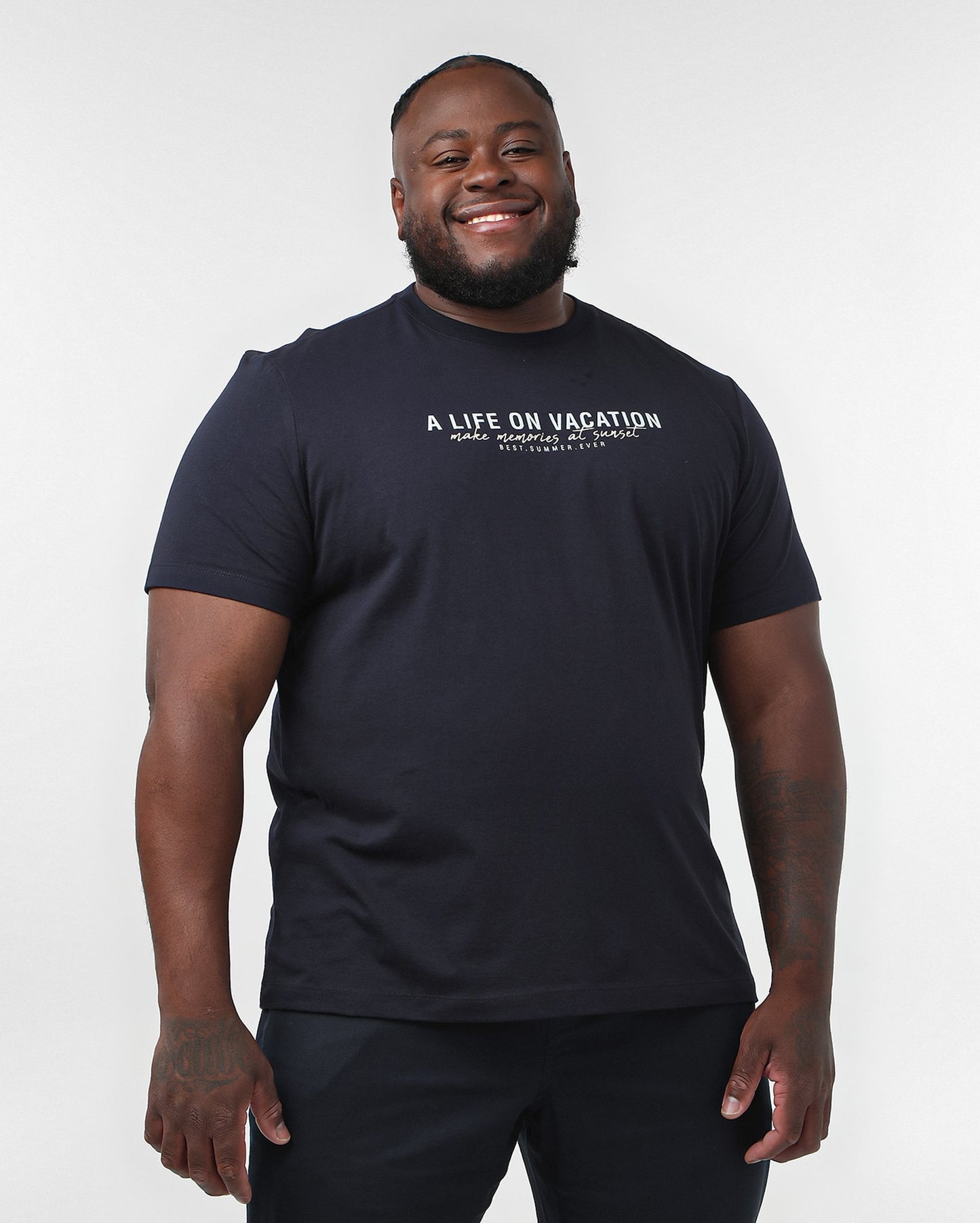 Camiseta masculina plus size "Life On Vacation" azul | Original Plus by Riachuelo