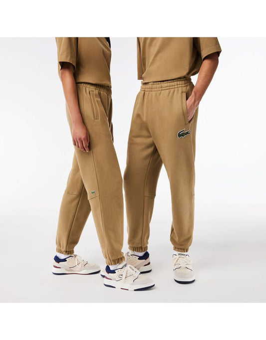 Pantaloni Lacoste da uomo in pile di cotone organico marrone