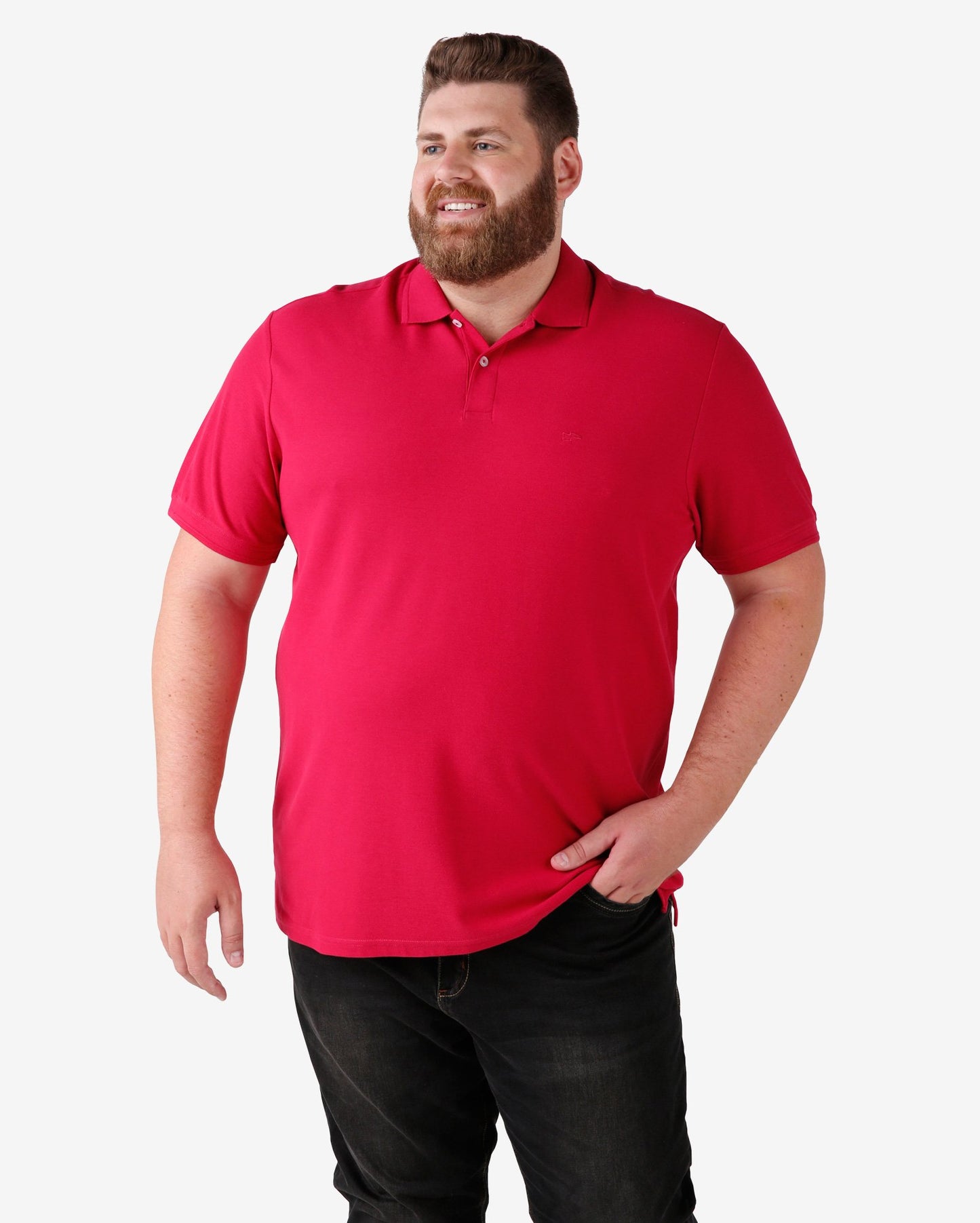 Men's Plus Size Traditional Solid Pink Polo Shirt | Pool Basics