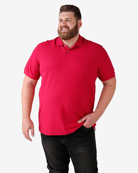 Men's Plus Size Traditional Solid Pink Polo Shirt | Pool Basics