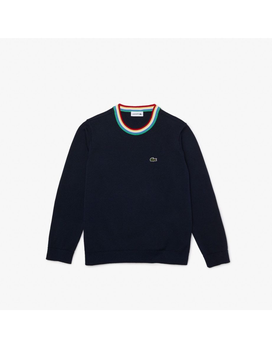 Boy's Lacoste Juniors Blue Cotton Round Neck Sweatshirt