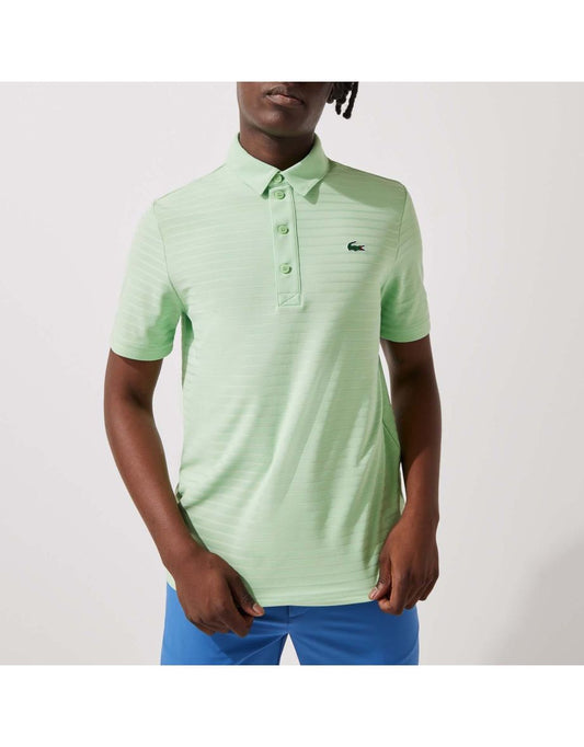 Camisa polo verde respirável Lacoste masculina para golfe