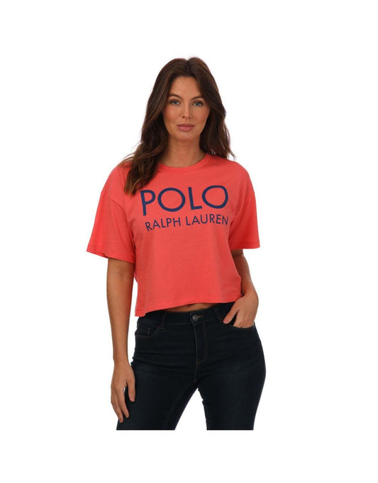 Women's Ralph Lauren Logo Cotton Cropped T-Shirt - Pink