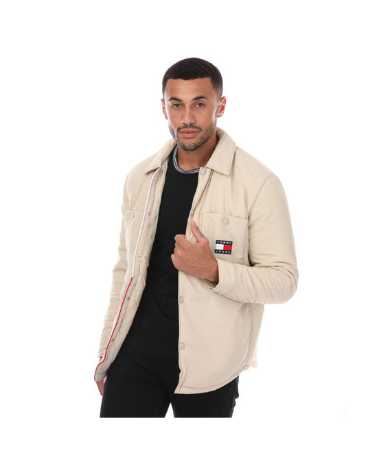 Chaqueta Shell Acolchada Crema para Hombre con Insignia del Logotipo by Tommy Hilfiger