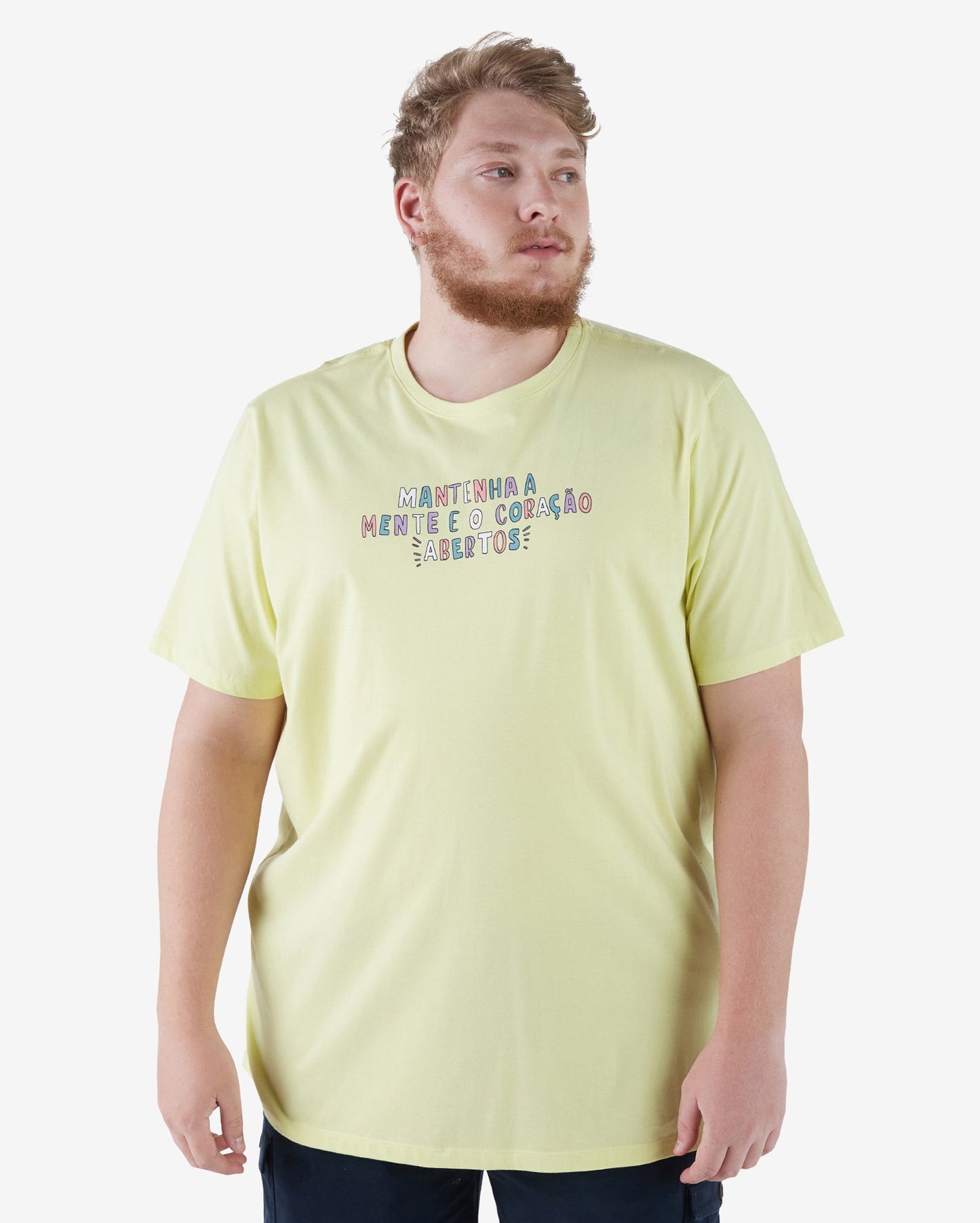 Conjunto de camiseta e máscara plus size - Design Open Mind and Heart em verde