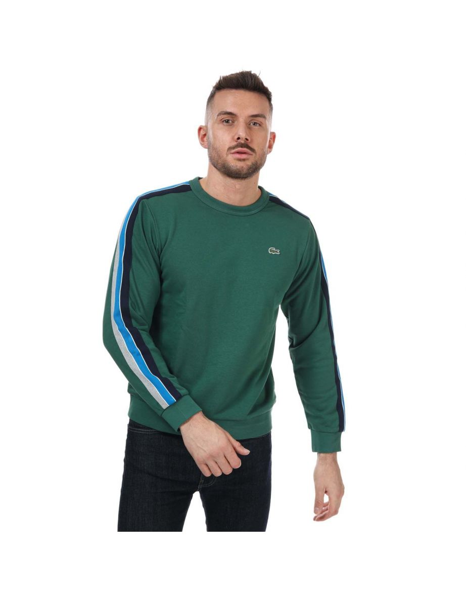 Sudadera Lacoste SPORT de hombre con cuello redondo y bandas de contraste en verde