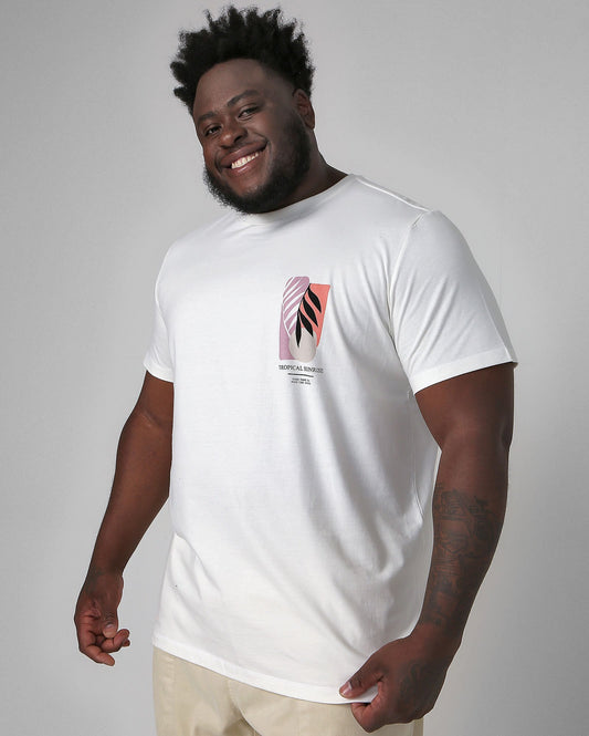 Men's Plus Size White Leaf T-Shirt | Allman By Riachuelo