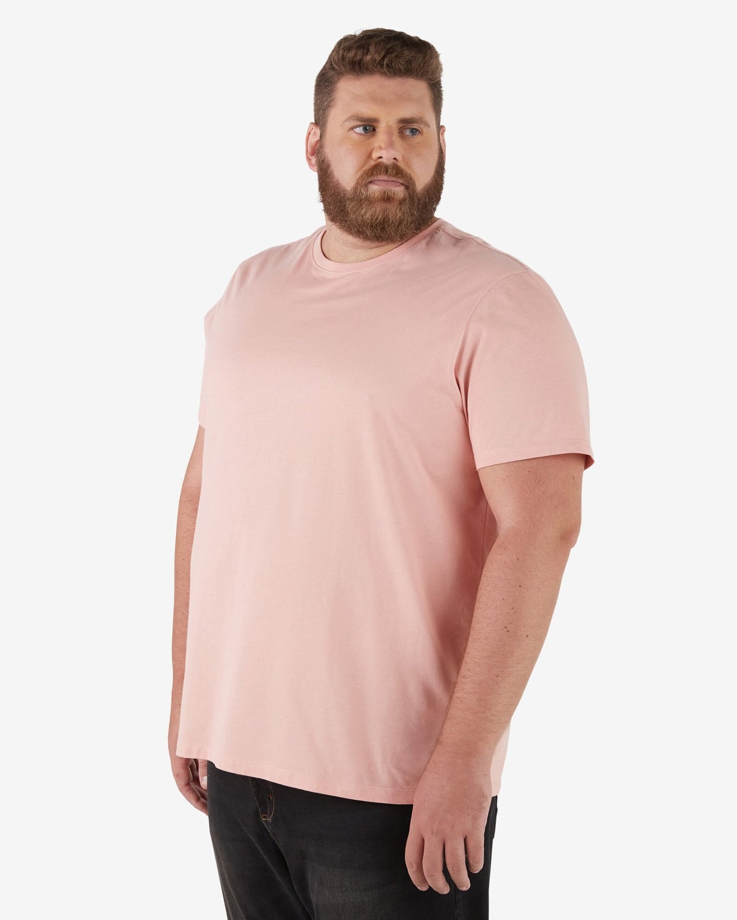Camiseta masculina plus size de manga curta lisa rosa