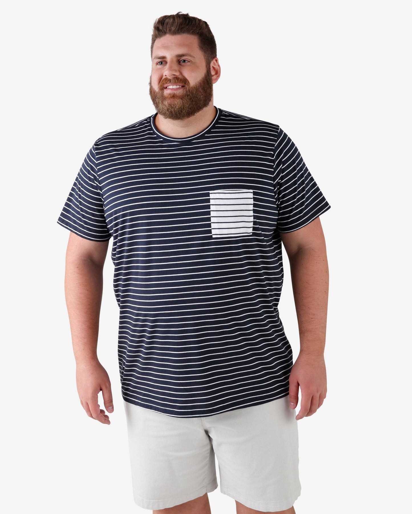 Maglietta Plus Size a maniche corte a righe - Blu navy