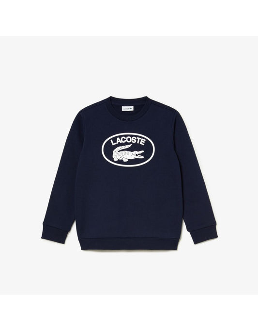 Boy's Lacoste Contrast Branded Colorblock Sweatshirt in Blue