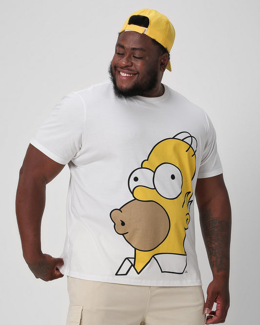 Camiseta masculina Plus Size White Homer Simpson | Fox The Simpsons