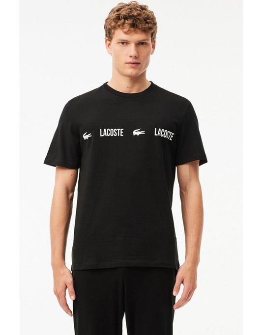 Maglietta Lacoste Repeat Logo a maniche corte in nero