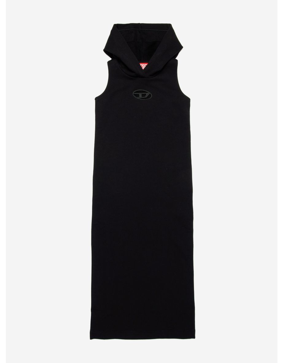 Vestido preto com capuz e sem mangas para meninas