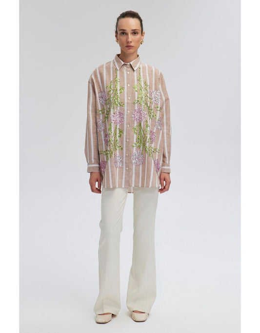 Camicia in lino con paillettes