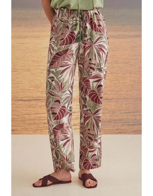 Pantaloni lunghi con stampa tropicale