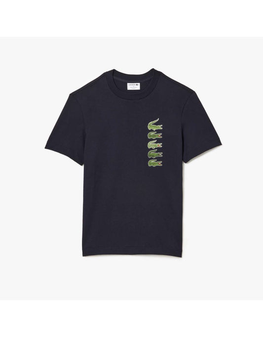 Camiseta masculina Lacoste Regular Fit Iconic Crocodile em azul