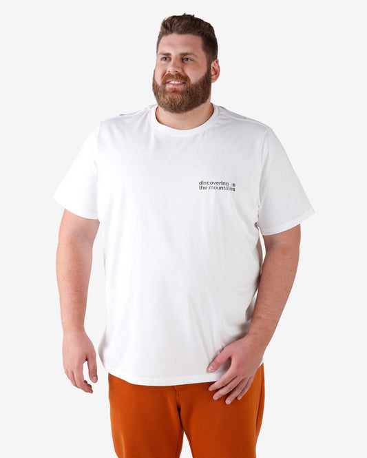 Camiseta estampada plus size "Discovering" - branca