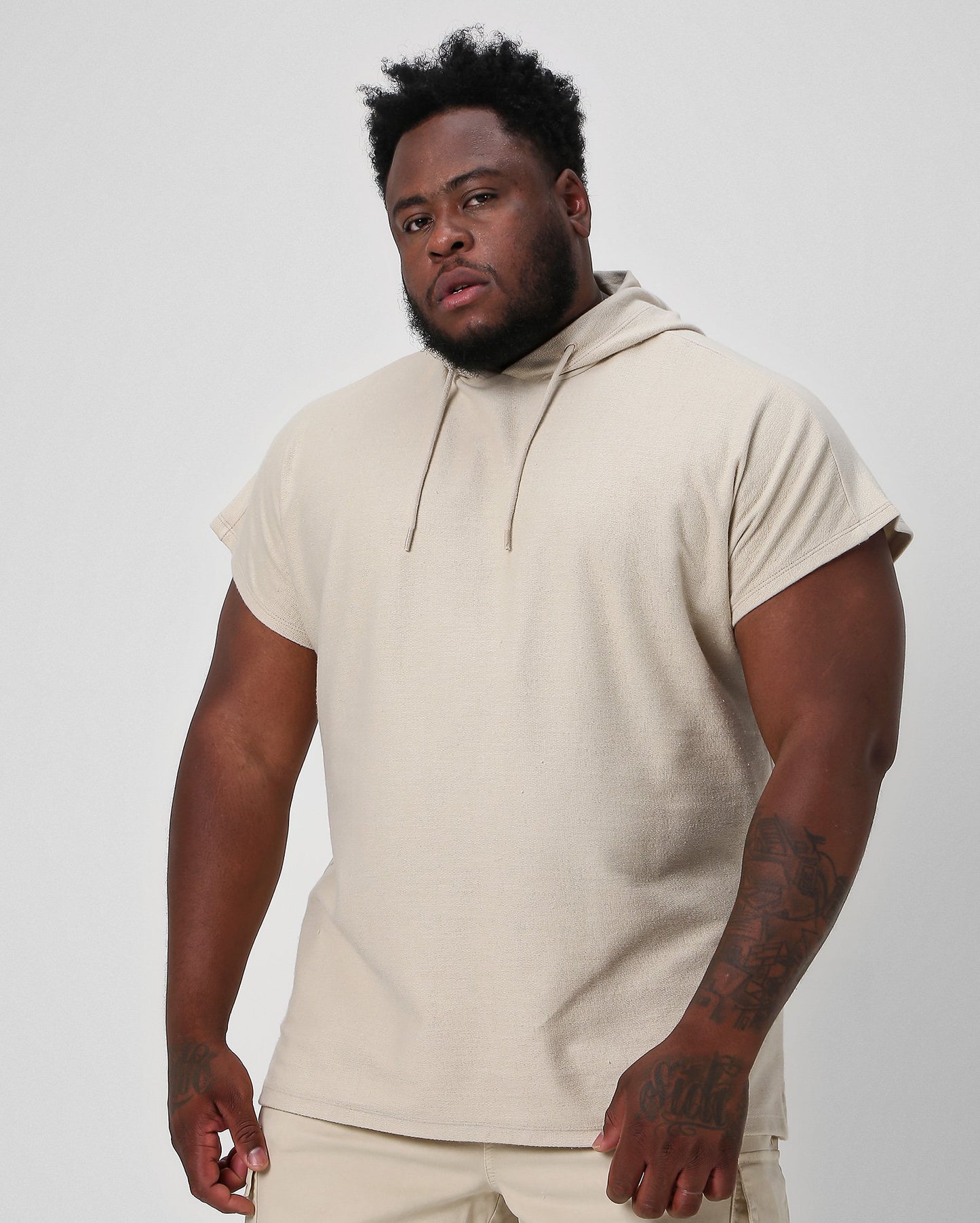 Camiseta masculina de malha piquet plus size bege Allman By Riachuelo