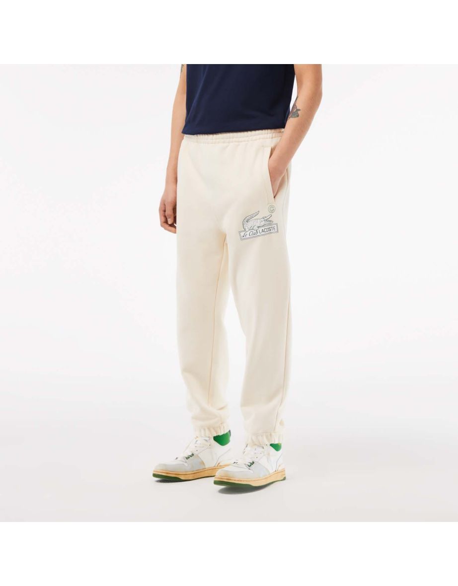 Men's Lacoste Track Pants in Organic Cotton, Cream