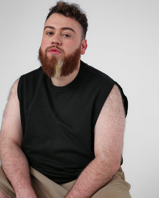 Canotta da uomo Plus Size in felpa nera - Allman By Riachuelo