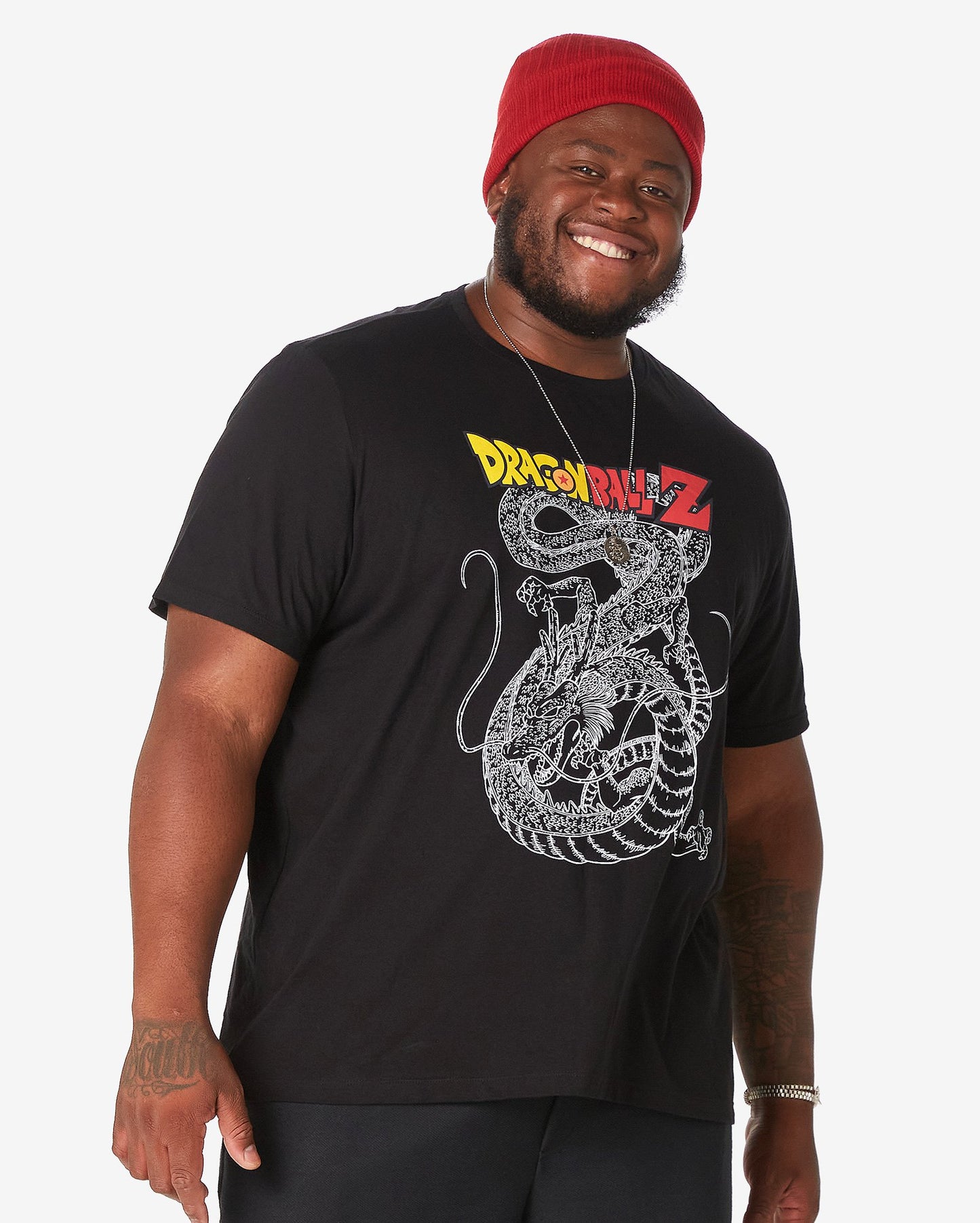 Men's Plus Size Short Sleeve Dragon Ball Z T-Shirt - Black