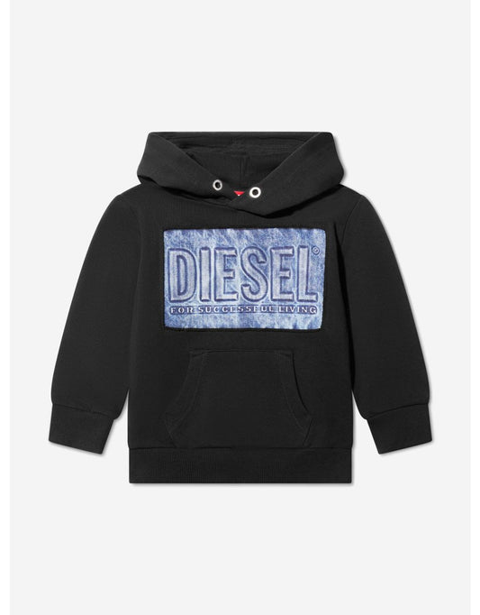 Felpa nera con logo da ragazzo