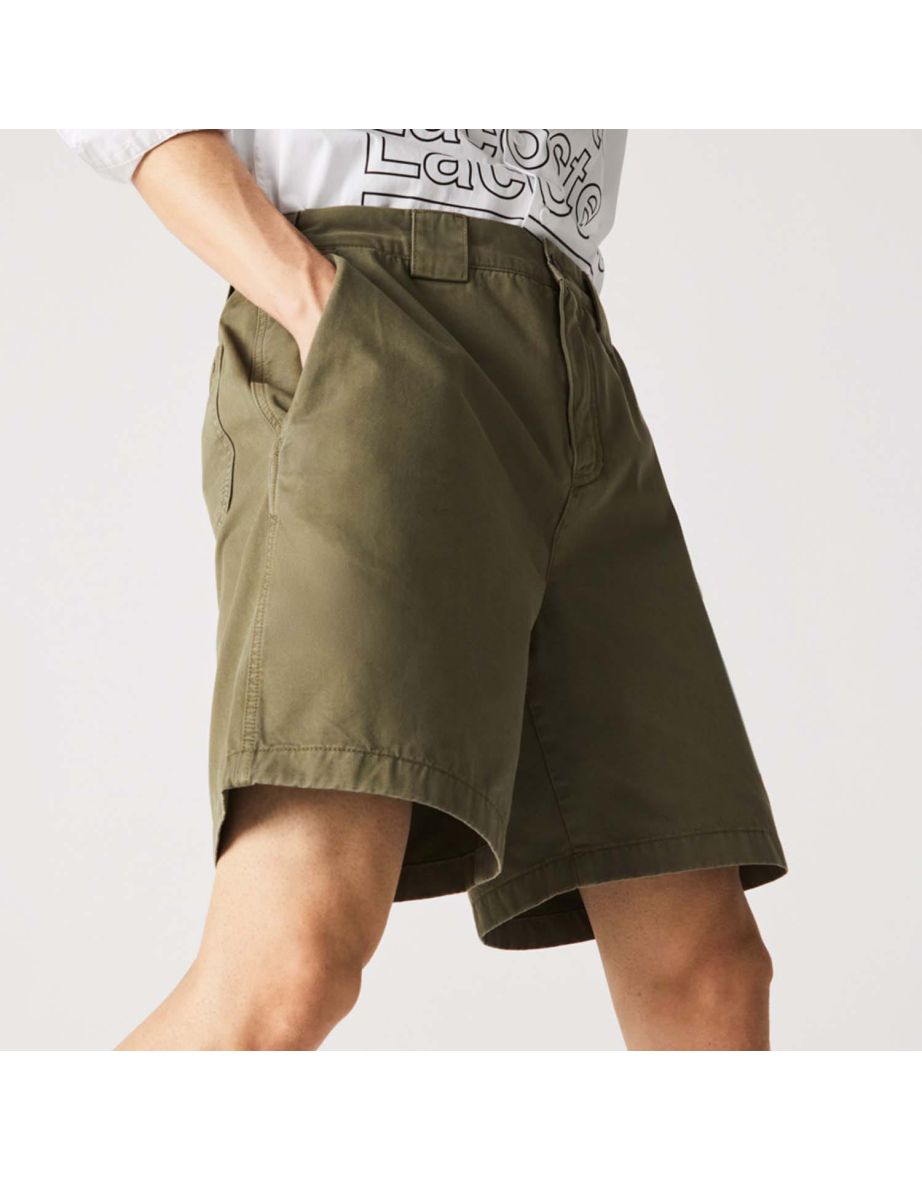 Bermuda Lacoste da uomo in cotone morbido dal taglio rilassato - Verde