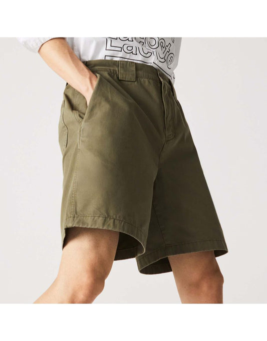 Bermuda Lacoste da uomo in cotone morbido dal taglio rilassato - Verde