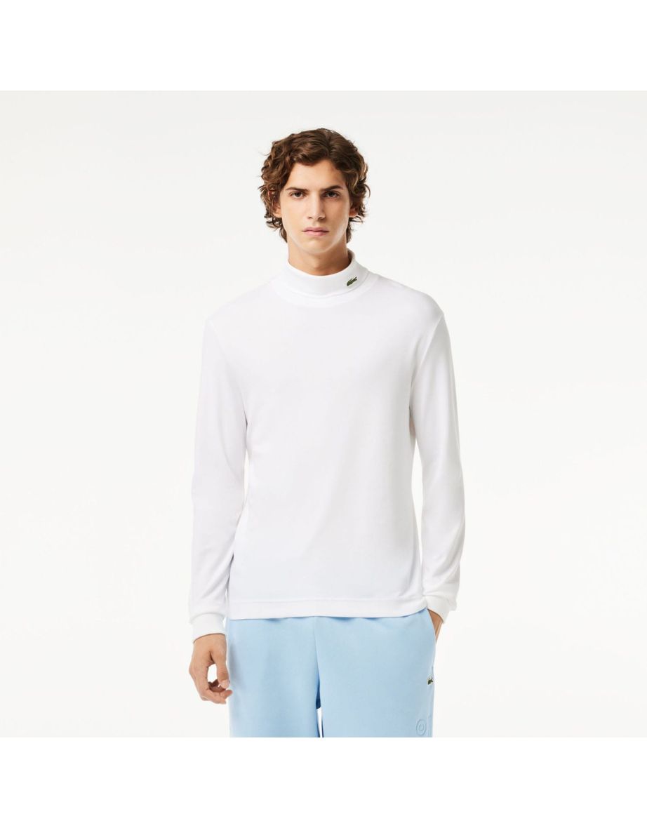Camisa masculina de gola alta Lacoste Organic Cotton em branco