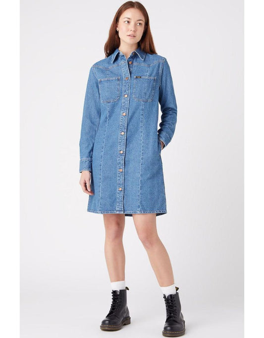 Vestido jeans com minicamisa ocidental