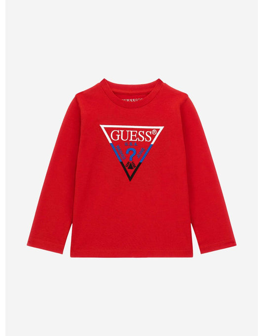 Maglietta a manica lunga rossa con logo per ragazzi