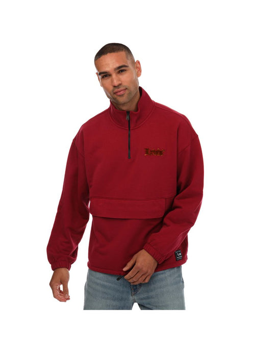 Chaqueta Levi's Relaxed 1/4 Zip Pouch para hombre - Roja
