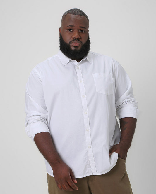 Camisa masculina plus size branca com bolso - Allman By Riachuelo