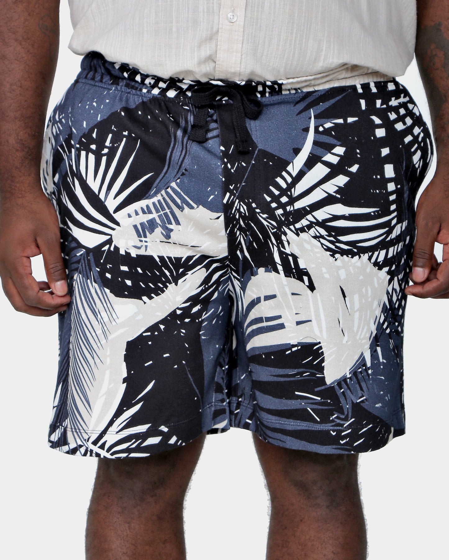 Moletom masculino plus size com estampa de folhas azul escuro - Allman by Riachuelo