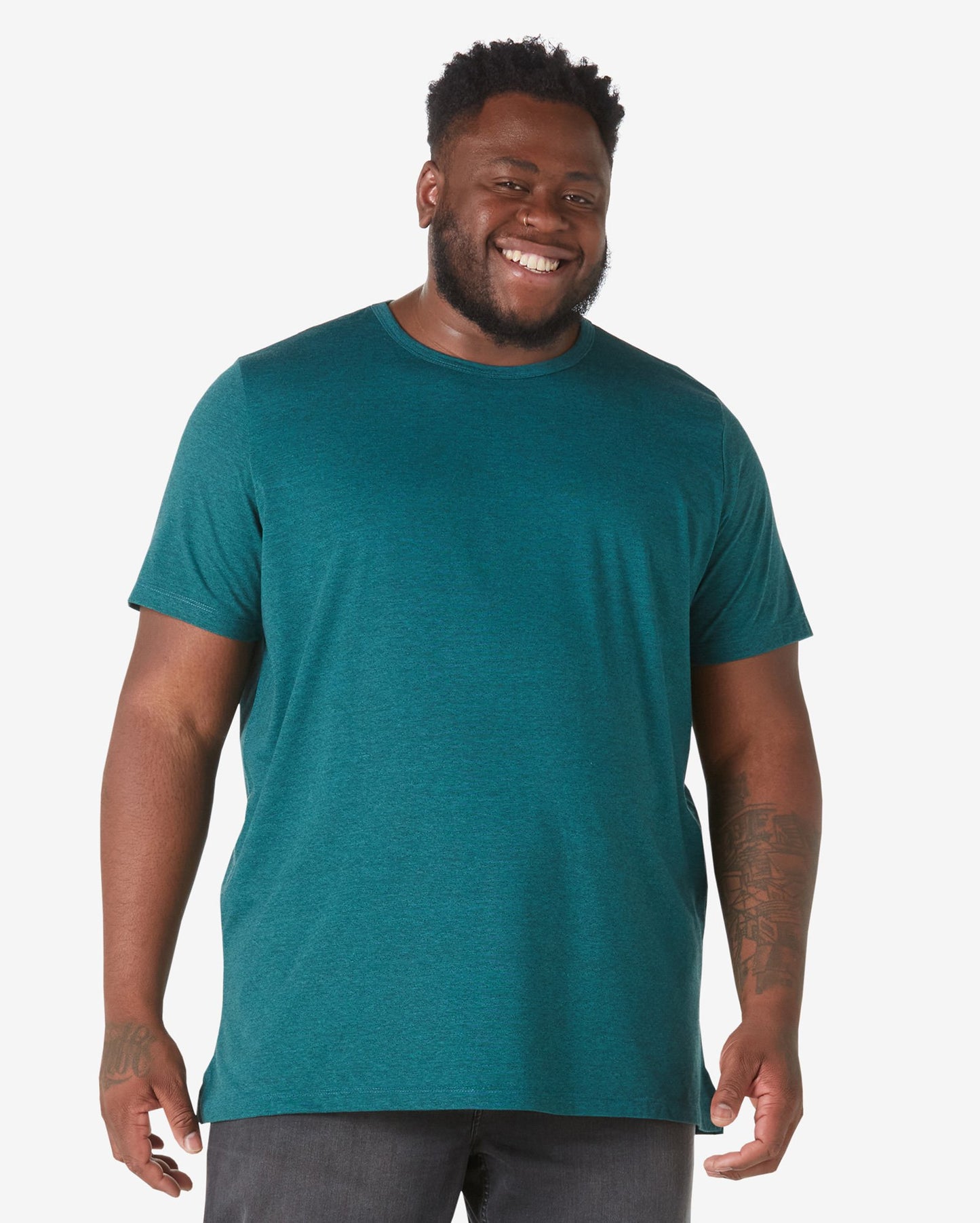 Camiseta masculina plus size de manga curta em verde-jade da Allman for Riachuelo