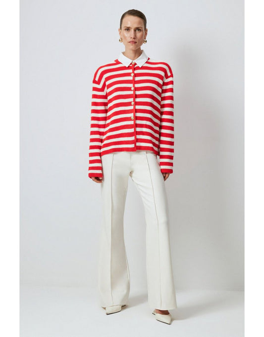 Cardigan corto a righe con bottoni dorati