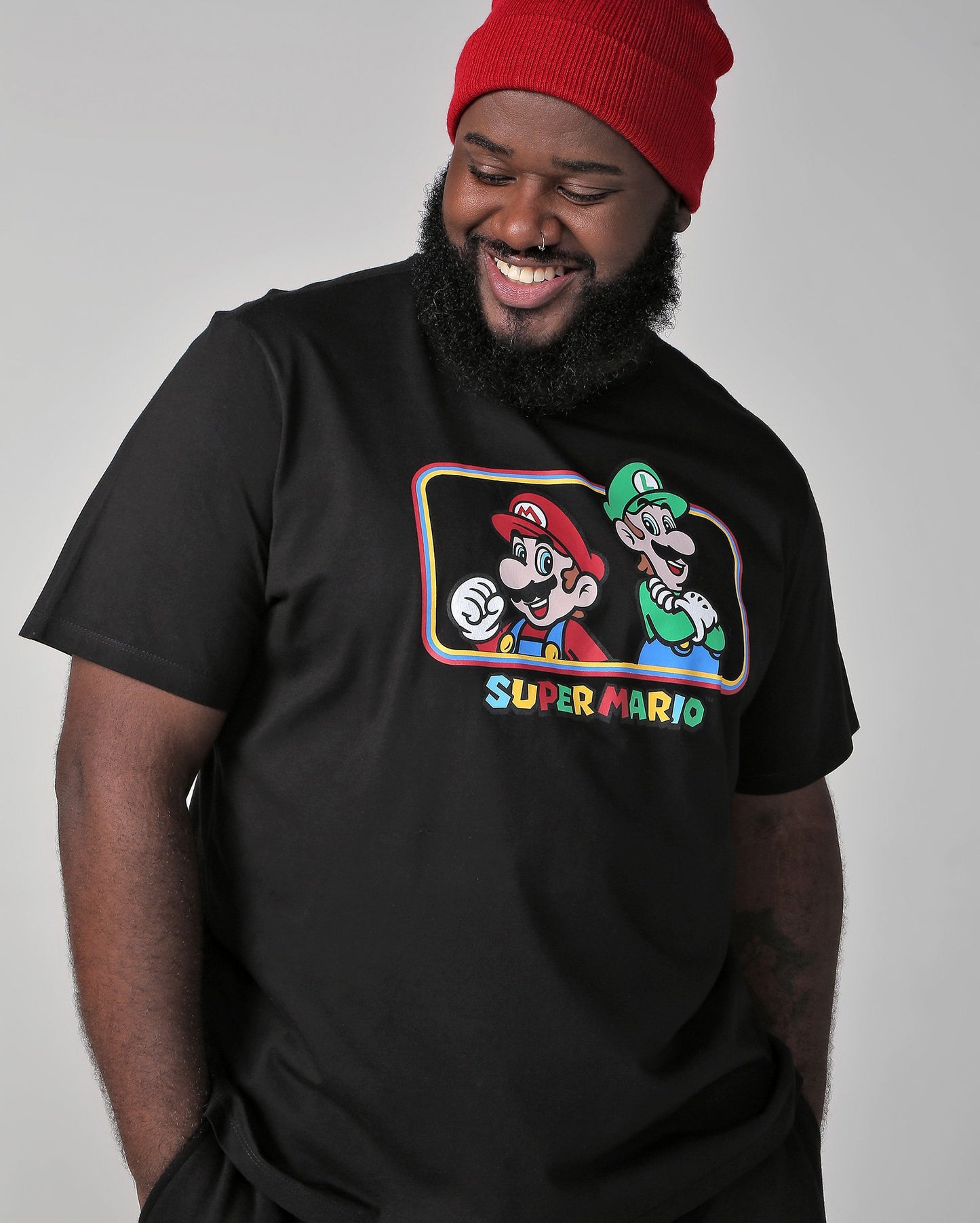 Camiseta Plus Size de manga curta do Super Mario em preto