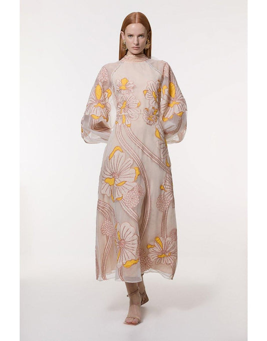Maxivestido Petite Organdy Floral Graphic