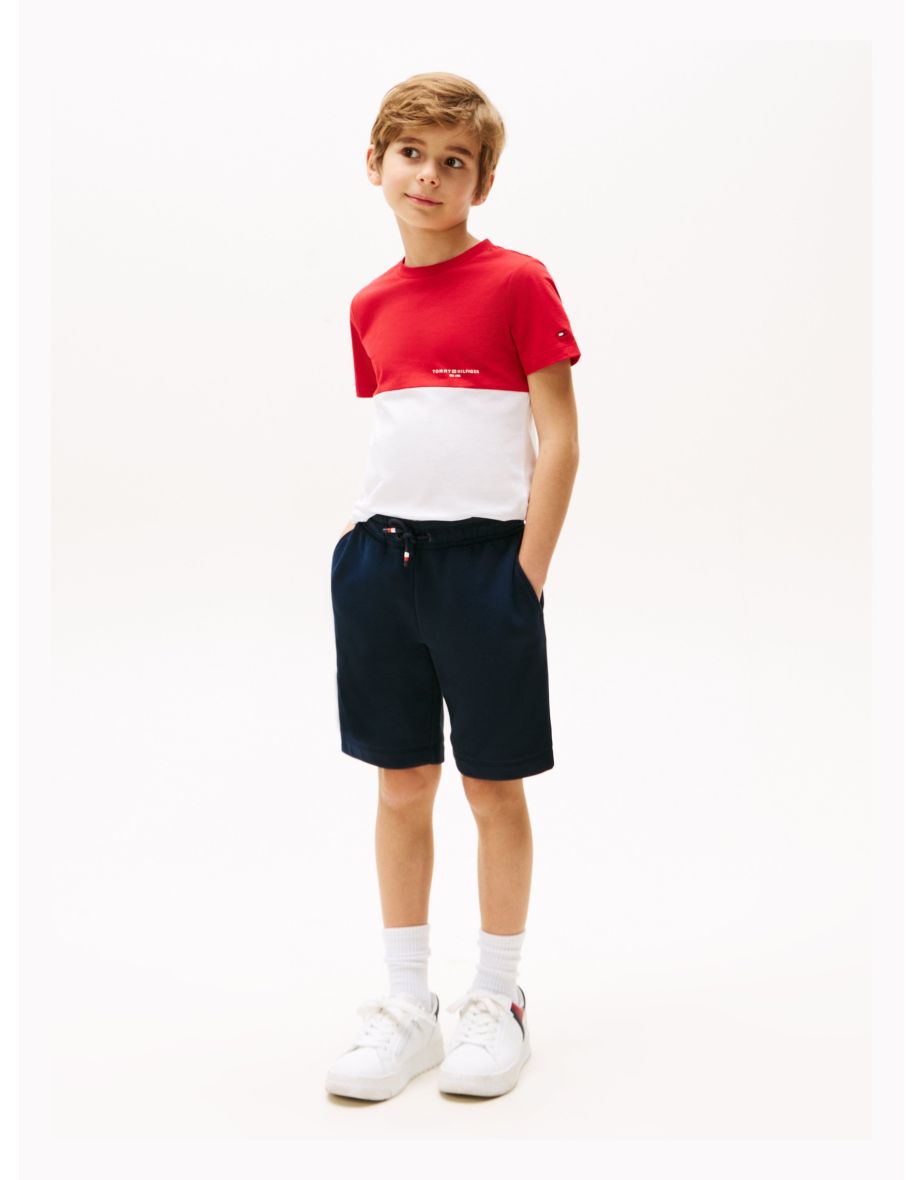 Conjunto de short vermelho colorblock para meninos
