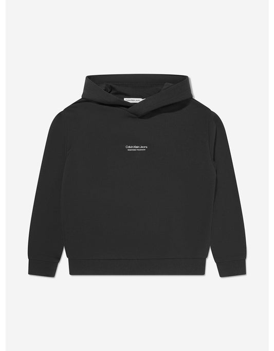 Felpa con cappuccio nera Pixel Logo Relaxed per ragazzi