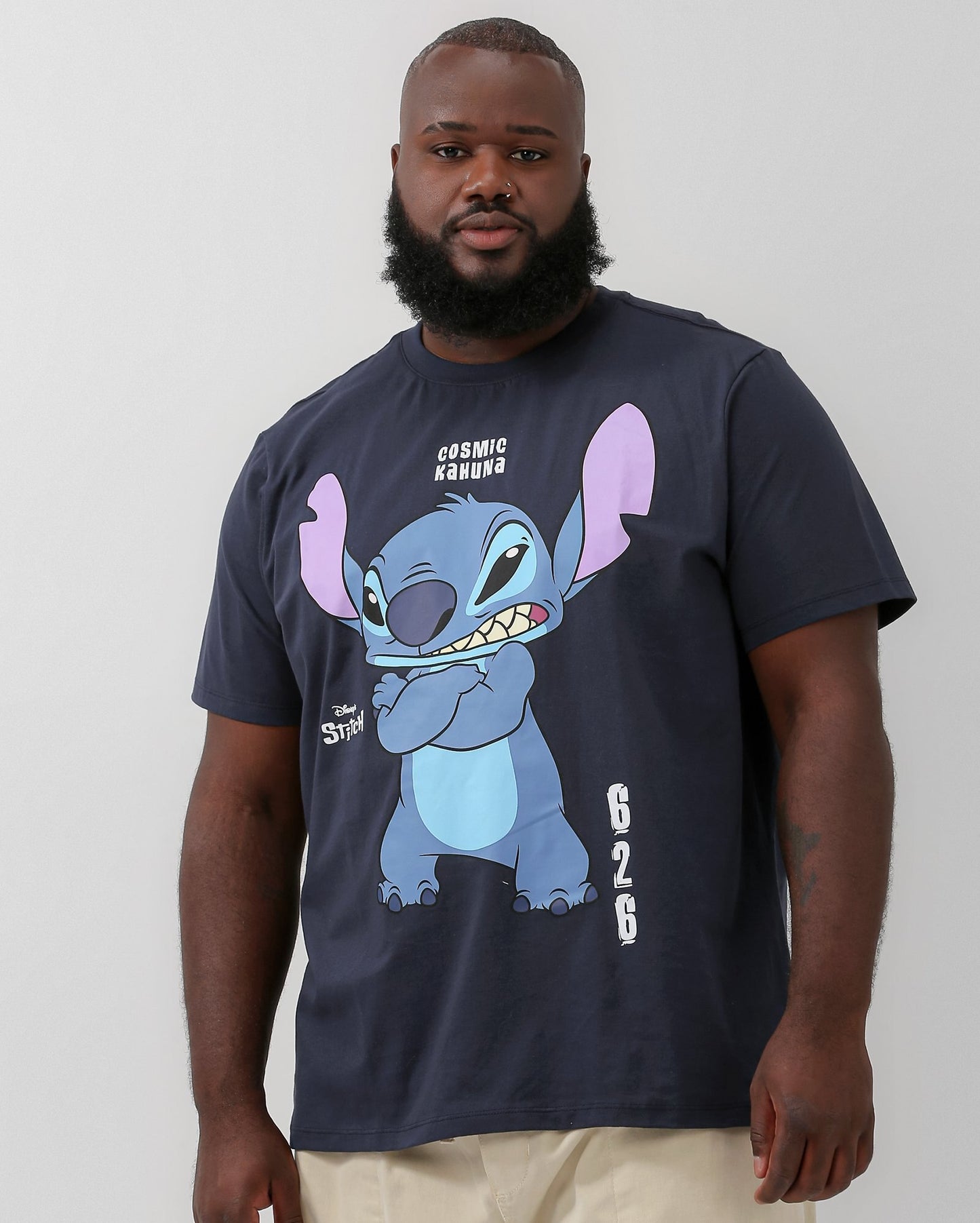 Camiseta masculina Plus Size Stitch em azul | Disney