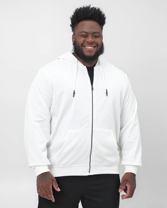 Moletom branco plus size masculino com zíper | Original Plus da Riachuelo