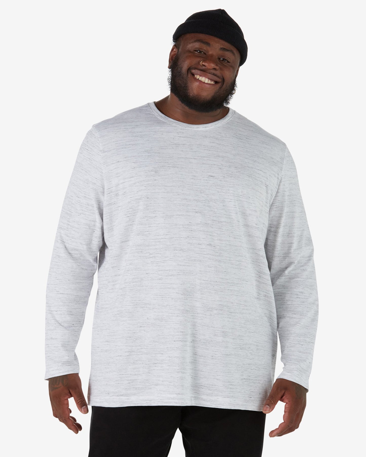 Maglietta a maniche lunghe Plus Size da uomo in erica bianca