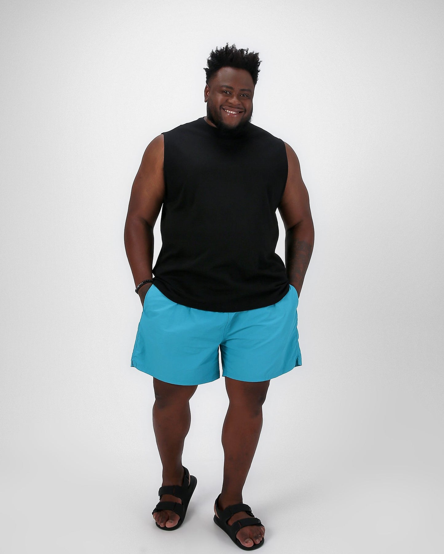 Calção de banho azul de cintura elástica para homens plus size - Allman By Riachuelo