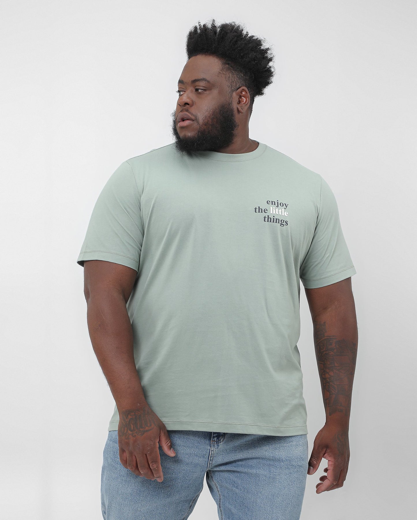 Camiseta masculina plus size Enjoy Little Things Green | Original Plus By Riachuelo