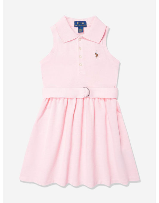 Girls' Sleeveless Pink Polo Dress