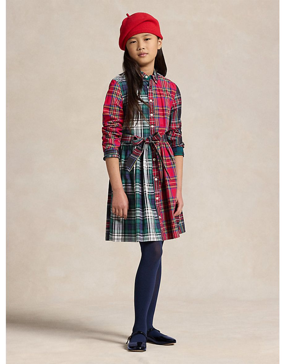 Vestido de camisa xadrez multicolorido para meninas da Ralph Lauren