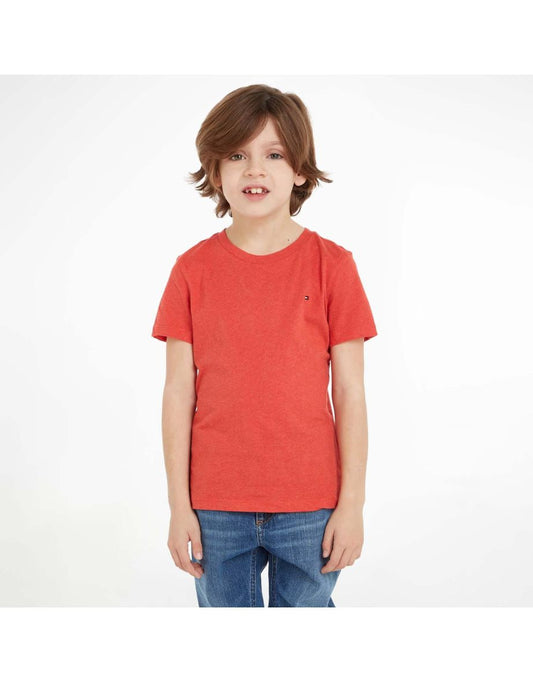 Camiseta de algodão orgânico Tommy Hilfiger Juniors para meninos - Vermelho