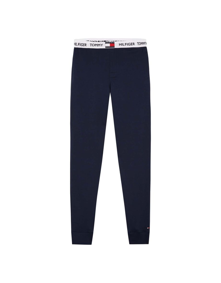 Joggers da uomo in cotone organico blu con logo Tommy Hilfiger in vita