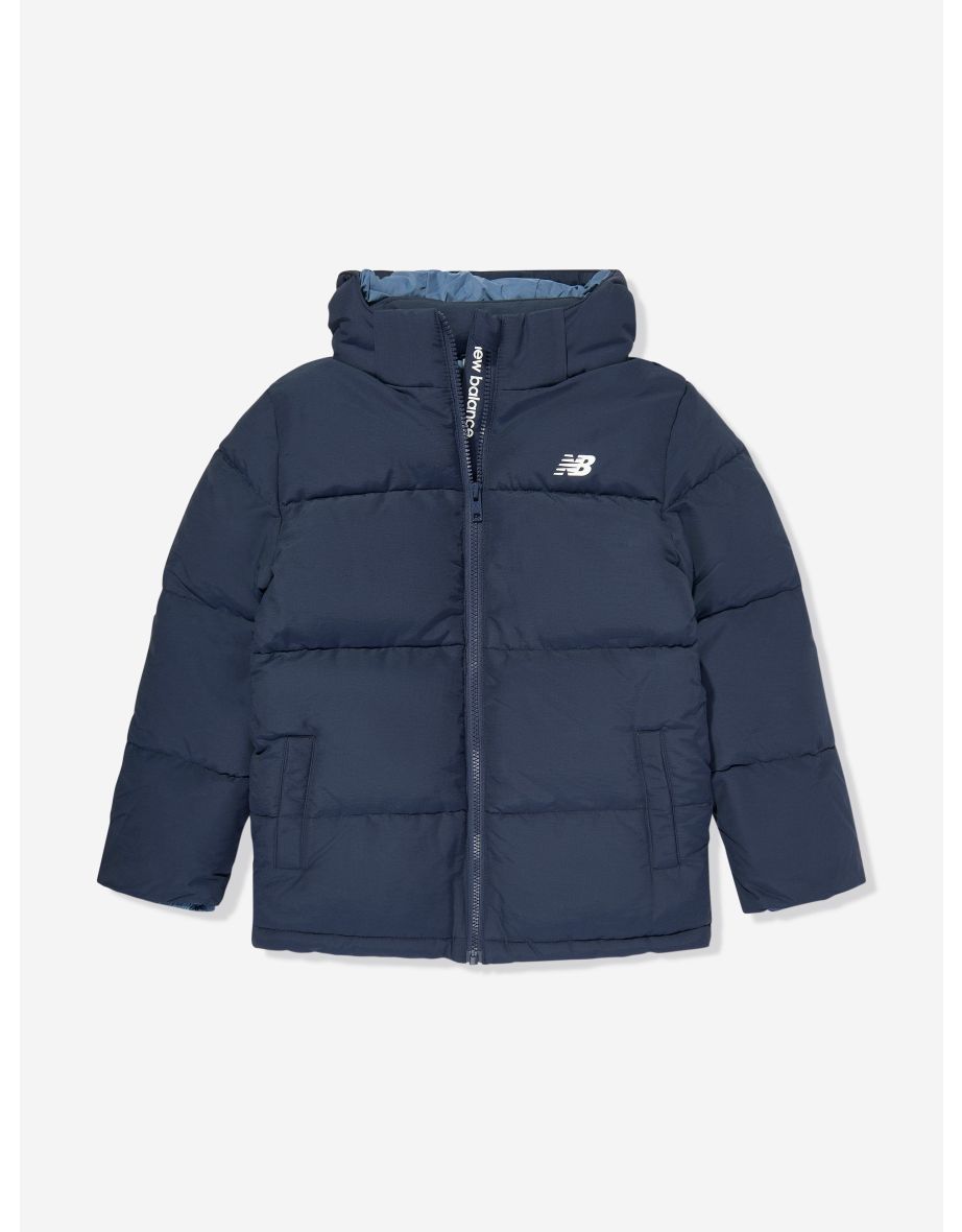 Giacca Puffer con logo da bambino New Balance in Navy